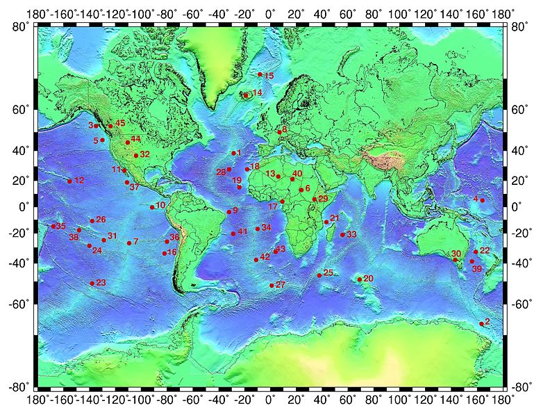 Karte der weltweiten Hotspots